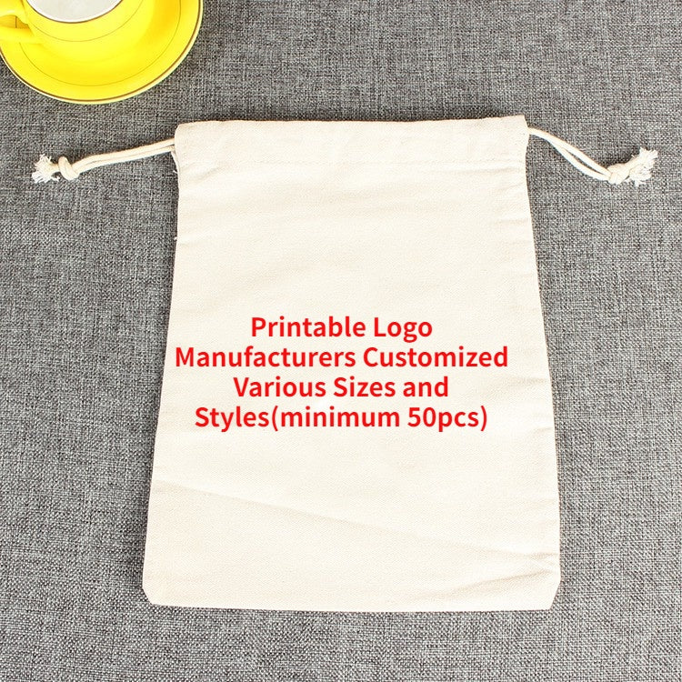 【Professional Customization】Cotton Bag Drawstring Bag Storage Bag Canvas Bag Bundle Bag Wedding Candy Cosmetic Finishing Bag Printable Logo Manufacturers Customized Various Sizes and Styles(minimum 50pcs)