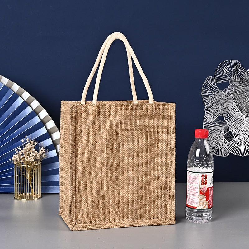 【Professional Customization】Manufacturer's Hand-held Jute Bag Cotton and Hemp Shopping Bag Hand-painted Linen Gift Bag, Retro Coarse Linen BagPrintable Logo Manufacturers Customized Various Sizes and Styles(minimum 50pcs)