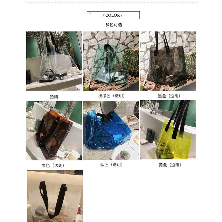 【Professional Customization】Custom Nordic Wind Ribbon Transparent Pvc Backpack Portable Plastic Bag Gift Bag Ins Online Celebrity Wind Printable Logo Manufacturers Customized Various Sizes and Styles(minimum 50pcs)