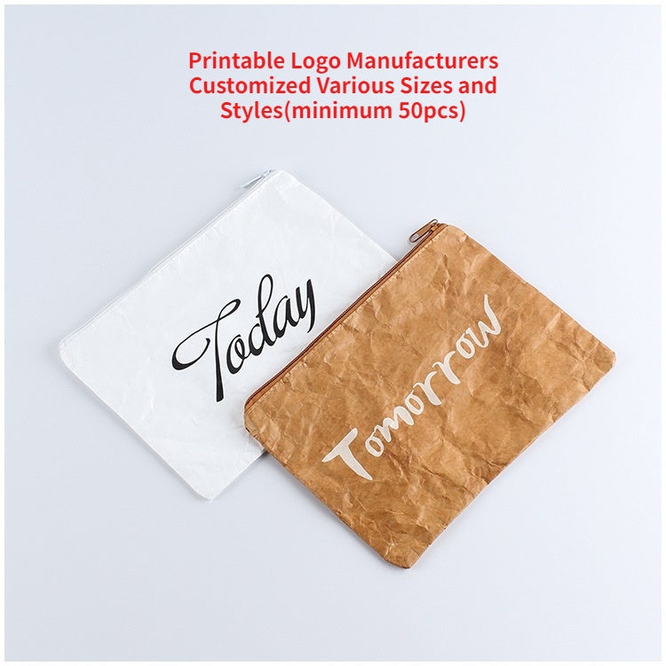 【Professional Customization】Can Customize Washable Kraft Paper Zippers Data Bags Stationery BagsPrintable Logo Manufacturers Customized Various Sizes and Styles(minimum 50pcs)