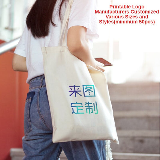 【Professional Customization】Canvas Bag Custom Green Bag Canvas Bag Custom Printed Logo Cloth Bag Cotton Bag Handbag Urgent PatternPrintable Logo Manufacturers Customized Various Sizes and Styles(minimum 50pcs)