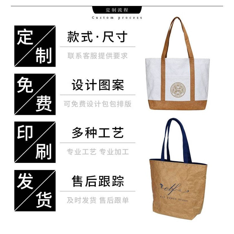 【Professional Customization】Environmental Protection DuPont Paper Handbag Canvas Bag Dual-use One-shoulder Large-capacity Shopping Bags Printable Logo Manufacturers Customized Various Sizes and Styles(minimum 50pcs)