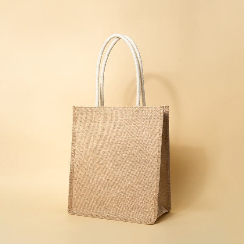 【Professional Customization】Factory Direct Supply Spot Blank Linen Tote Bag Jute Environmental Protection Shopping Linen Bag Film Waterproof HandbagPrintable Logo Manufacturers Customized Various Sizes and Styles(minimum 50pcs)