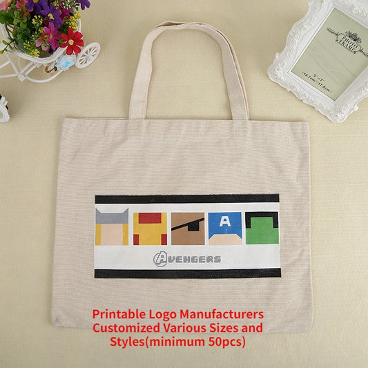 【Professional Customization】Factory Processing Custom Color Printing Cotton Canvas Bag, Custom Can Print Logo Environmental Protection Canvas BagPrintable Logo Manufacturers Customized Various Sizes and Styles(minimum 50pcs)