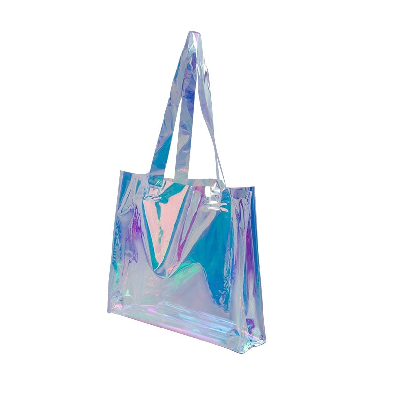 【Professional Customization】Laser PVC Transparent Portable Shopping Advertising Bag Plastic Cosmetic Gift Bag Exhibition Printable Logo Manufacturers Customized Various Sizes and Styles(minimum 50pcs)