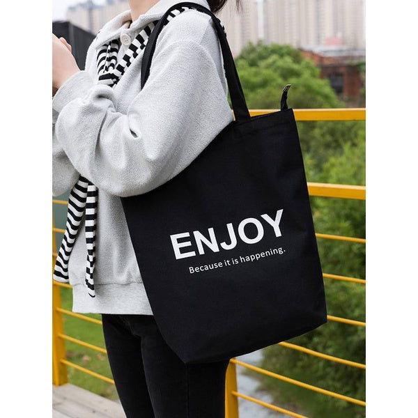 【Professional Customization】Portable Canvas Bag Cloth Bag Ins Portable Folding Grocery Shopping Bag Simple Super Large Capacity Shopping Bag Printable Logo Manufacturers Customized Various Sizes and Styles(minimum 50pcs)