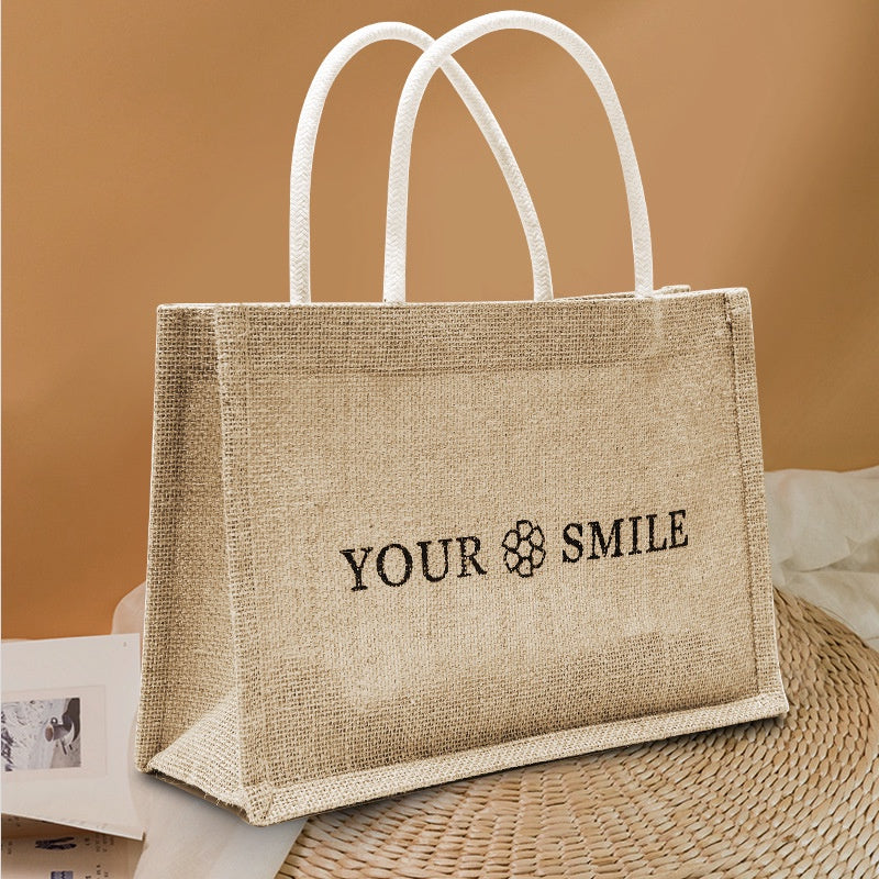 【Professional Customization】Spot Linen Handbag Personality Advertising Jute Bag Canvas Retro Cladding Linen BagPrintable Logo Manufacturers Customized Various Sizes and Styles(minimum 50pcs)