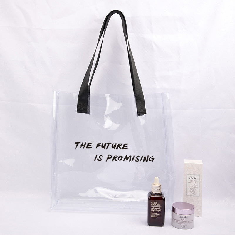 【Professional Customization】Jelly Bag Large-capacity Thick PVC Stereo Transparent Handbag Plastic Shopping Bag High-grade Slung Shoulder Printable Logo Manufacturers Customized Various Sizes and Styles(minimum 50pcs)