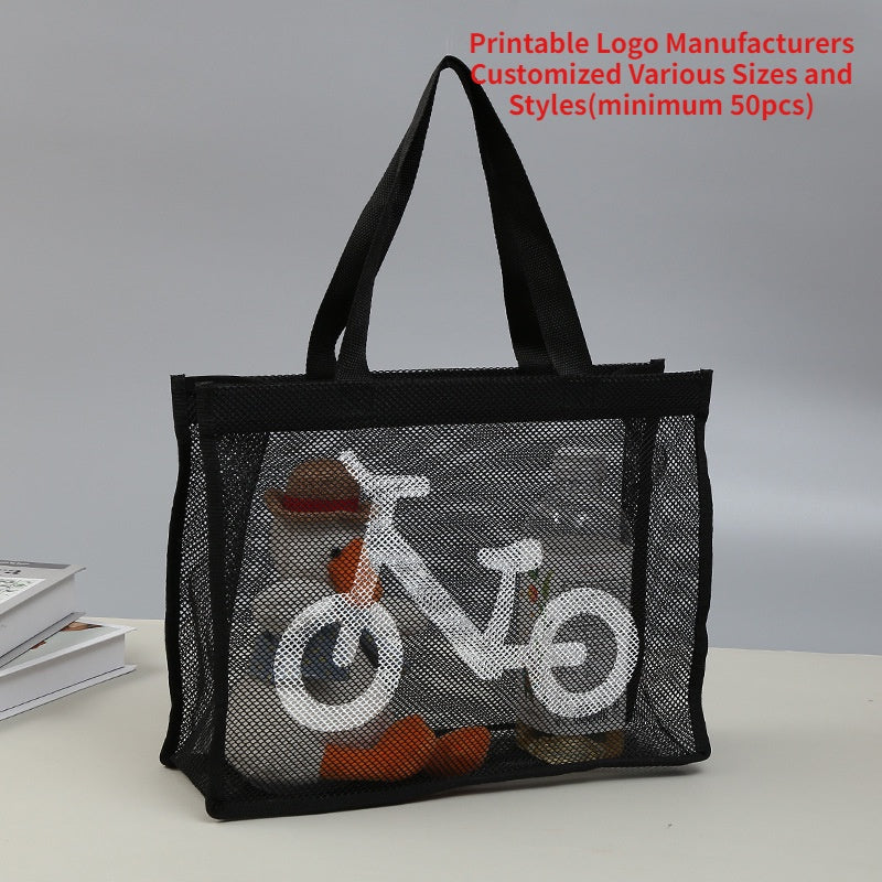 【Professional Customization】Transparent Sand Bags Custom Nylon Mesh Portable Shopping Bags Beach Travel BagPrintable Logo Manufacturers Customized Various Sizes and Styles(minimum 50pcs)