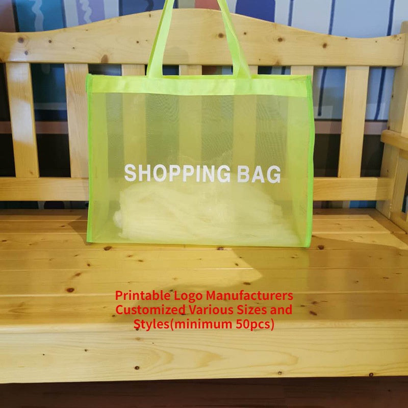 【Professional Customization】Breathable Mesh Shopping Bag Hand Nylon Mesh Cloth Bag Custom Beach Travel Bath Center To ReceivePrintable Logo Manufacturers Customized Various Sizes and Styles(minimum 50pcs)