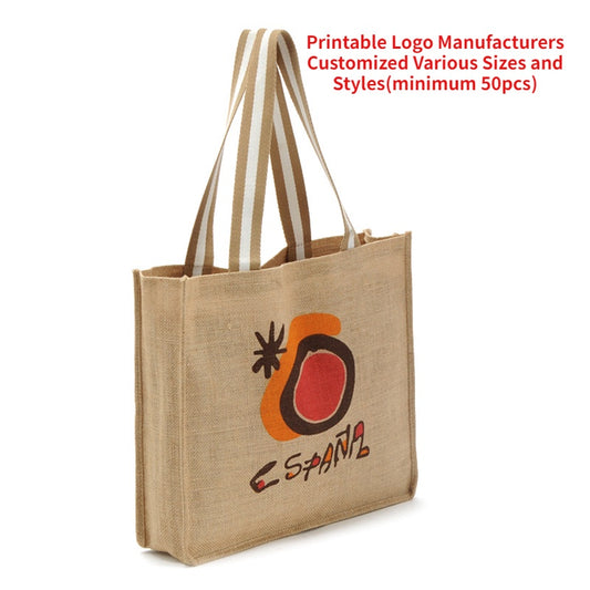 【Professional Customization】Jute Linen Cloth Bags Silk Screen Handbags Custom Shopping Bags Folding Portable Cotton SacksPrintable Logo Manufacturers Customized Various Sizes and Styles(minimum 50pcs)