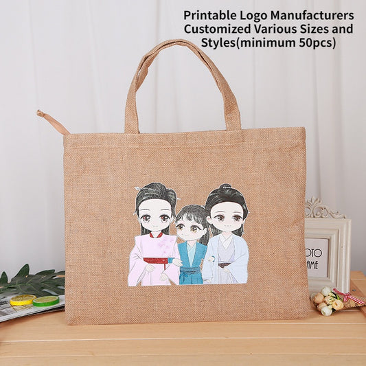 【Professional Customization】Manufacturers Make Linen Handbags Jute Covered Cloth Bags Linen Bundle Pockets Linen Handbags Wholesale Printable Logo Manufacturers Customized Various Sizes and Styles(minimum 50pcs)