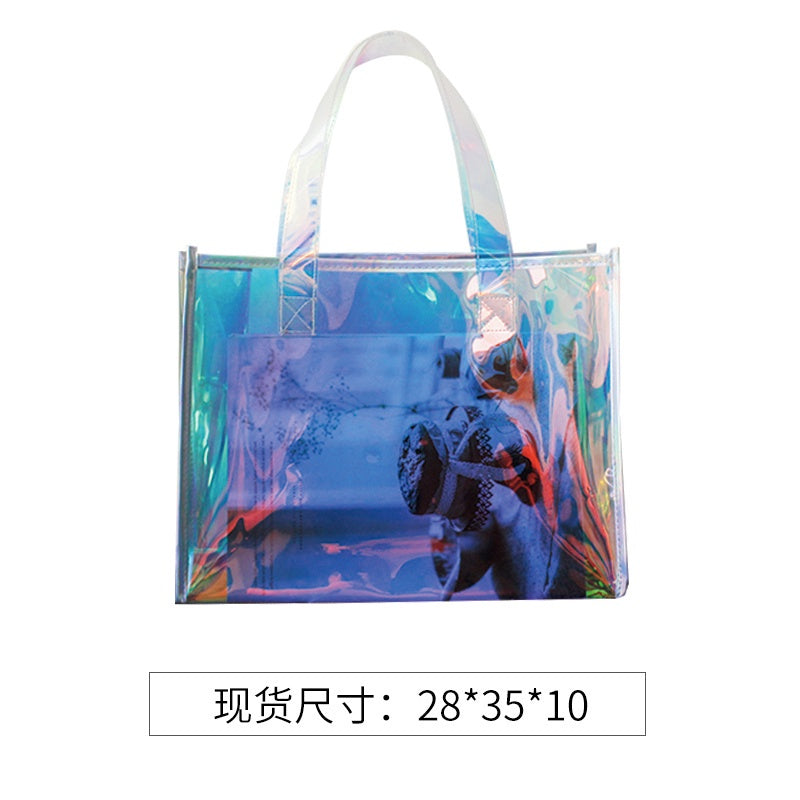 【Professional Customization】Laser Bag Transparent Jelly Bag Pvc Handbag Net Red Ins Gift Bag Plastic Bag High-end Packaging Bag Printable Logo Manufacturers Customized Various Sizes and Styles(minimum 50pcs)