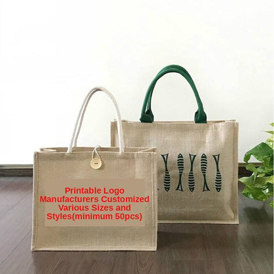 【Professional Customization】Women's Linen Bag Handbag Explosion Canvas Bag Small Fresh Literary Bag Female Printable Logo Manufacturers Customized Various Sizes and Styles(minimum 50pcs)