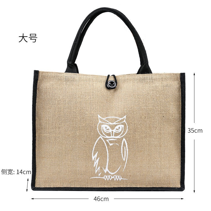 【Professional Customization】Retro Jute Handbags Advertising Shopping Environmental Protection Large-capacity Fashion Handbags Printable Logo Manufacturers Customized Various Sizes and Styles(minimum 50pcs)