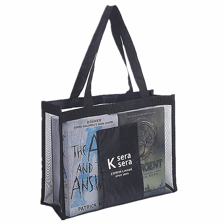 【Professional Customization】Customized Logo Mesh Shopping Bag Transparent Mesh Large Capacity Storage Bag Nylon Handbag Waterproof Beach BagPrintable Logo Manufacturers Customized Various Sizes and Styles(minimum 50pcs)