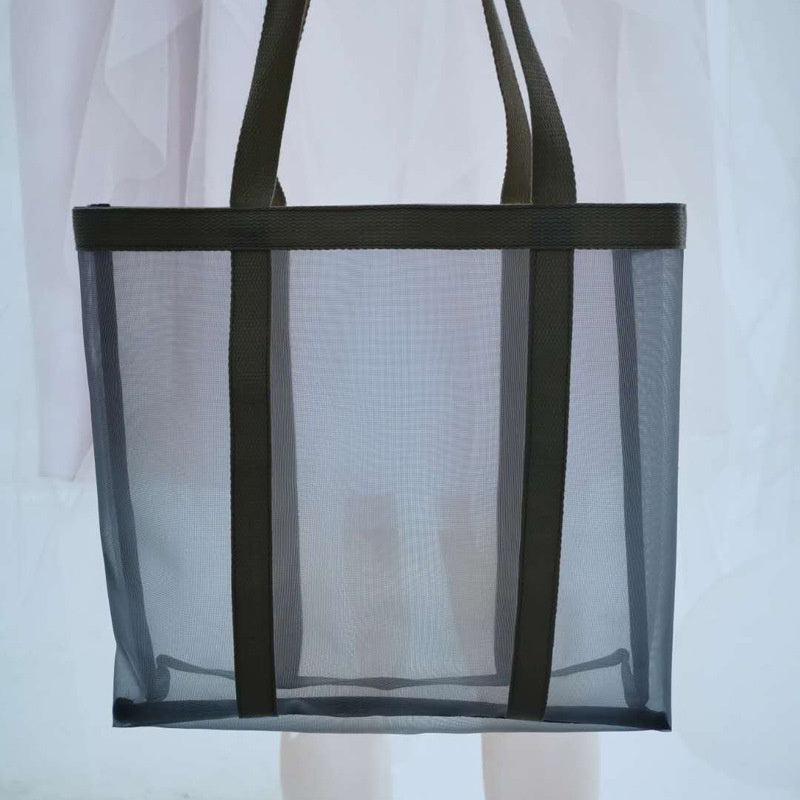 【Professional Customization】Spot  Mesh Handbag Custom LOGO Custom Shopping Mall Mesh Bag Beach Nylon Green BagPrintable Logo Manufacturers Customized Various Sizes and Styles(minimum 50pcs)