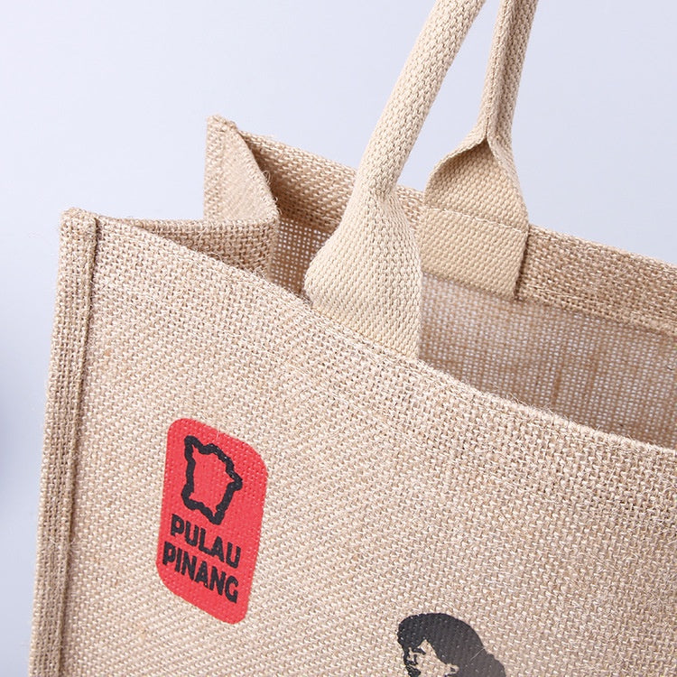 【Professional Customization】Production of Burlap Bags Printed Portable Linen Shopping Bags Jute BagPrintable Logo Manufacturers Customized Various Sizes and Styles(minimum 50pcs)