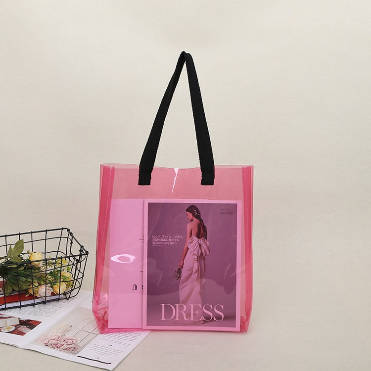 【Professional Customization】PVC Handbag Online Celebrity Handbag Advertising Bag Gift Bag Environmental Protection Should Help Bag Shoulder Bag Tide Printable Logo Manufacturers Customized Various Sizes and Styles(minimum 50pcs)