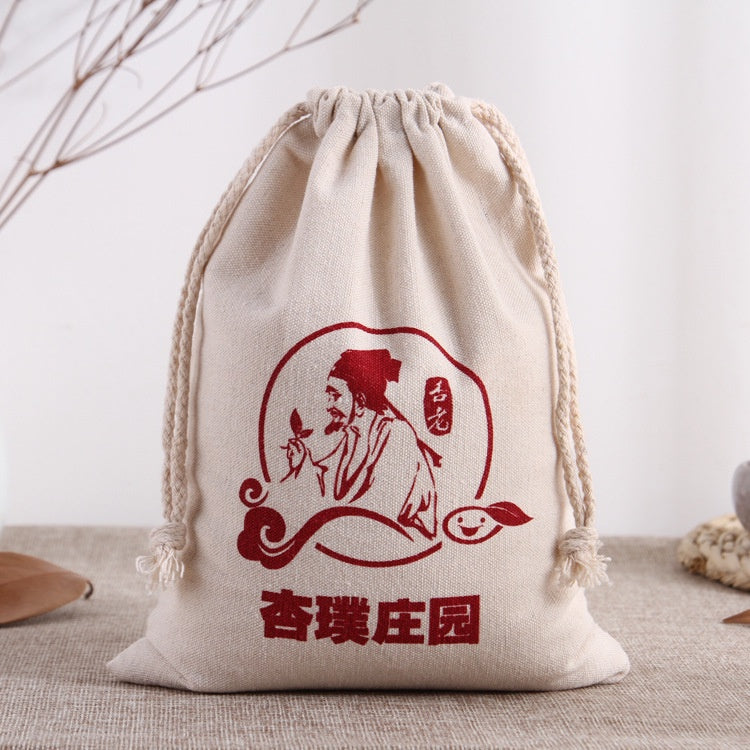 【Professional Customization】Cotton Canvas Bag Draw Rope Bundle Mouth Small Cloth Grain Dry Goods Packaging Storage Bag 5 Catties 10 Catties Rice BagPrintable Logo Manufacturers Customized Various Sizes and Styles(minimum 50pcs)