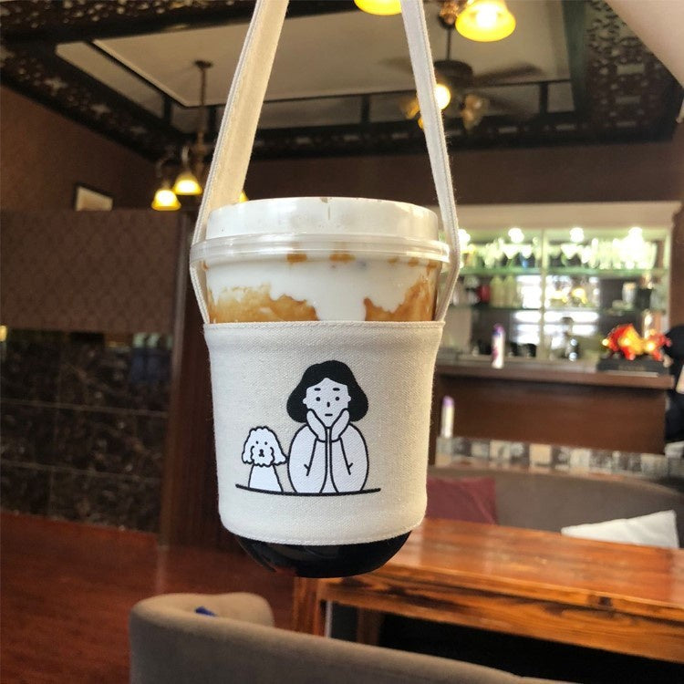 【Professional Customization】Hand-shake Cup Set Coffee Cup Set Custom-made Milk Tea  Will Hand In Hand with The Bag Custom Water Cup Bag Canvas Printable Logo Manufacturers Customized Various Sizes and Styles(minimum 50pcs)