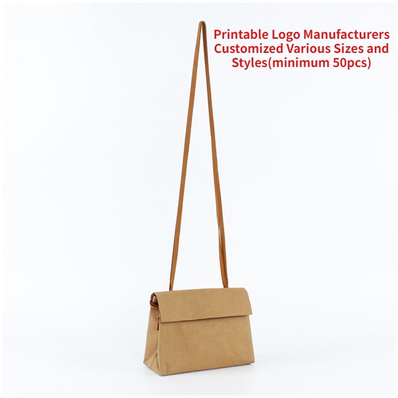 【Professional Customization】Custom-made Krah Paper Bag Wash Tear Not Rotten Shoulder Bag Folding DuPont Bag Retro To Hand Shopping Paper BagPrintable Logo Manufacturers Customized Various Sizes and Styles(minimum 50pcs)