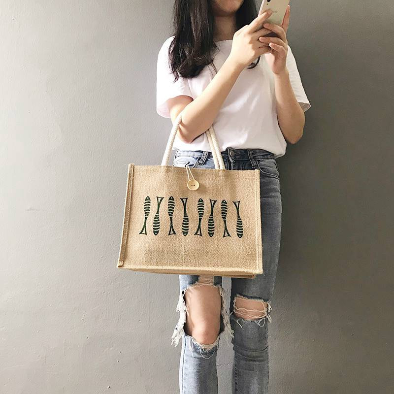 【Professional Customization】Women's Linen Bag Handbag Explosion Canvas Bag Small Fresh Literary Bag Female Printable Logo Manufacturers Customized Various Sizes and Styles(minimum 50pcs)