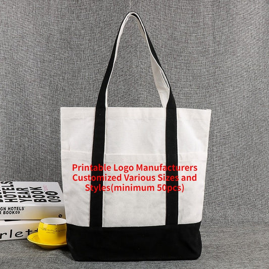 【Professional Customization】Reinforced Hand-held Canvas Bag Cotton Shopping Environmental Protection Bag Gift Packaging Bag Printable Logo Manufacturers Customized Various Sizes and Styles(minimum 50pcs)