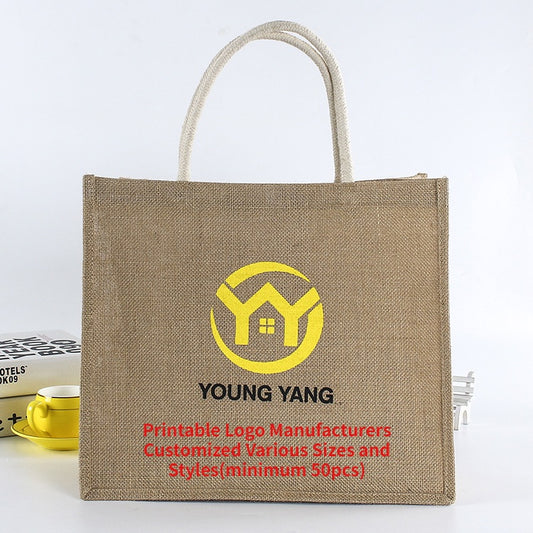 【Professional Customization】Manufacturer's Customized Hemp Bag Jute Plastic Bag Linen Bundle Bag Imitation Hemp Bag Customized Wholesale Printable Logo Manufacturers Customized Various Sizes and Styles(minimum 50pcs)