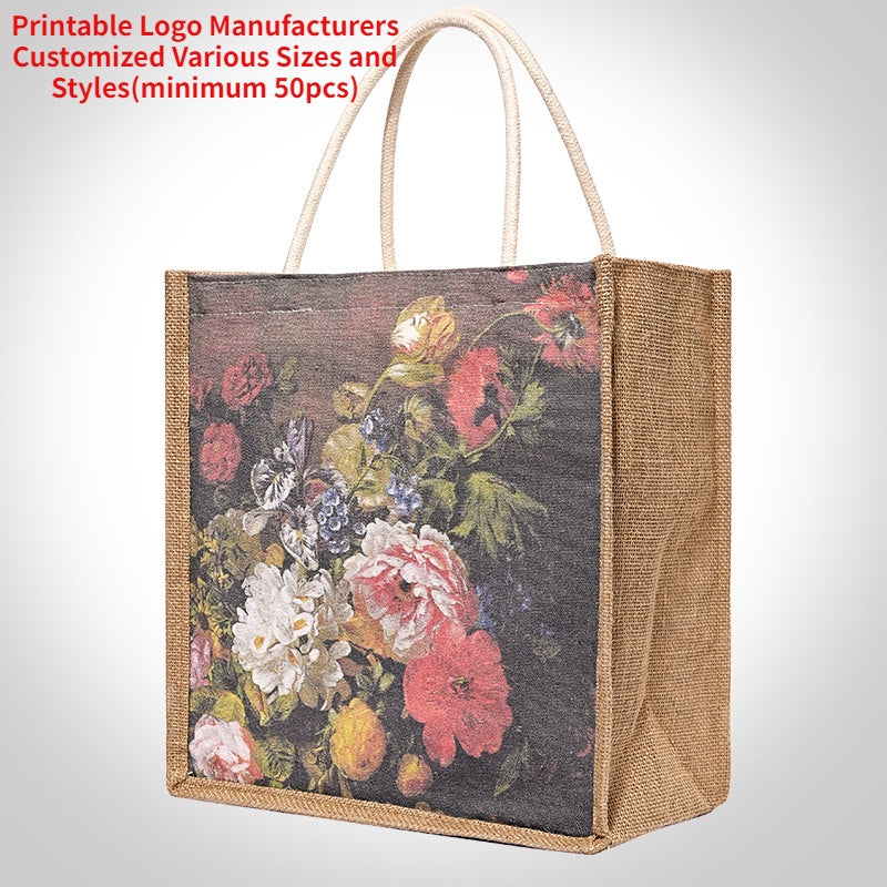 【Professional Customization】Spot Printed Tote Bag Cotton Shopping Bag Art Advertising Single Shoulder Linen Collection Canvas Bag CustomPrintable Logo Manufacturers Customized Various Sizes and Styles(minimum 50pcs)