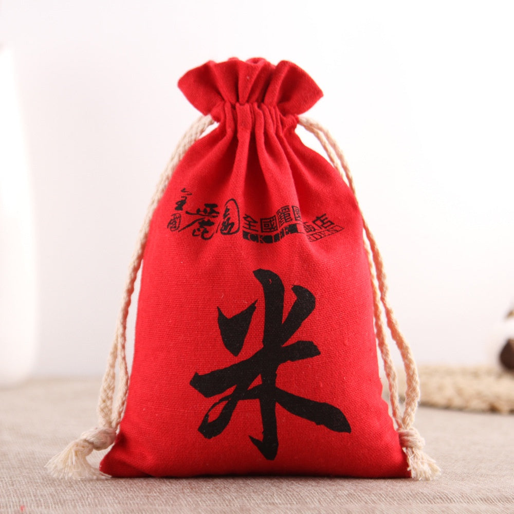 【Professional Customization】Environmental Protection Cotton Bag Rope Bundle Pocket 5 Catties 10 Catty Rice Bag Custom Grain Tea Packaging BagPrintable Logo Manufacturers Customized Various Sizes and Styles(minimum 50pcs)