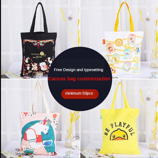 【Professional Customization】Canvas Bag Canvas Bag Custom Made Cotton Bag Cultural and Creative Advertising Bag Environmental Protection Bag Urgent Printable Logo Manufacturers Customized Various Sizes and Styles(minimum 50pcs)