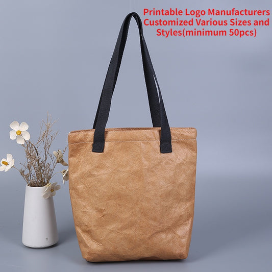 【Professional Customization】DuPont Paper Bags Custom Washable Kraft Paper Bags Strong Tear Not Bad Handbag Advertising PackagePrintable Logo Manufacturers Customized Various Sizes and Styles(minimum 50pcs)