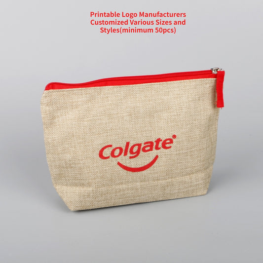 【Professional Customization】New Linen Canvas Mosaic Cartoon Small Bag Storage Key Bag Creative Zipper Sundry Storage BagPrintable Logo Manufacturers Customized Various Sizes and Styles(minimum 50pcs)