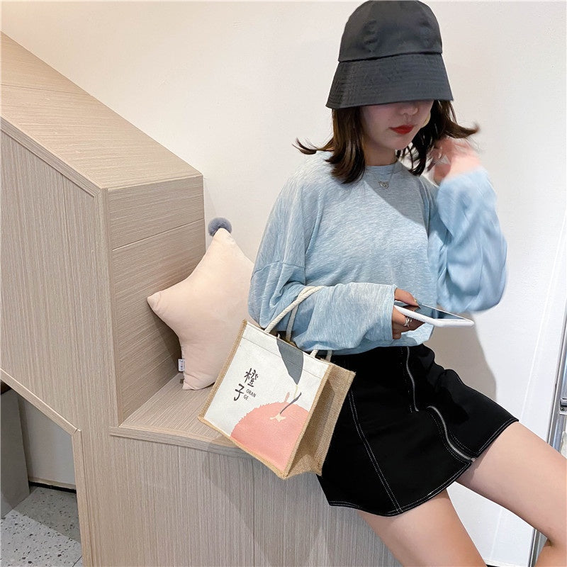 【Professional Customization】Japanese Canvas Bag Women's Bags 2021 Summer New Fashion Korean Version Wild Messenger Bag Handbag Girl Small Cloth Bag Printable Logo Manufacturers Customized Various Sizes and Styles(minimum 50pcs)