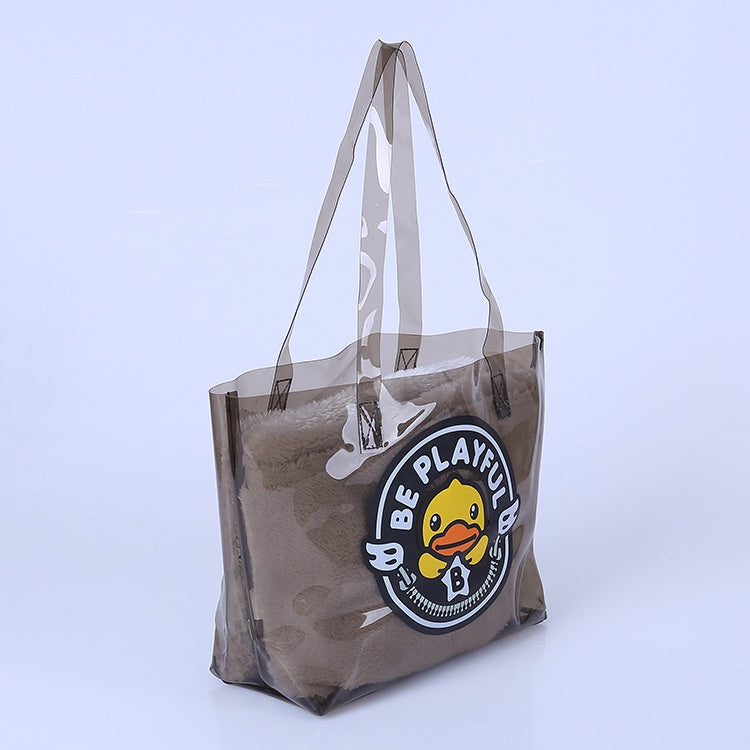 【Professional Customization】Cross-border Custom Color Transparent PVC Tote Bag, Lightweight Fashion Transparent Handbag Jelly BagPrintable Logo Manufacturers Customized Various Sizes and Styles(minimum 50pcs)