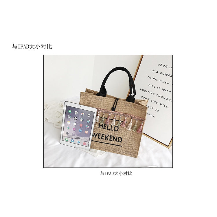 【Professional Customization】Korean Original Handbag Large-capacity Female Bag Korean Version Of The Student School Bag Linen Bag Printable Logo Manufacturers Customized Various Sizes and Styles(minimum 50pcs)