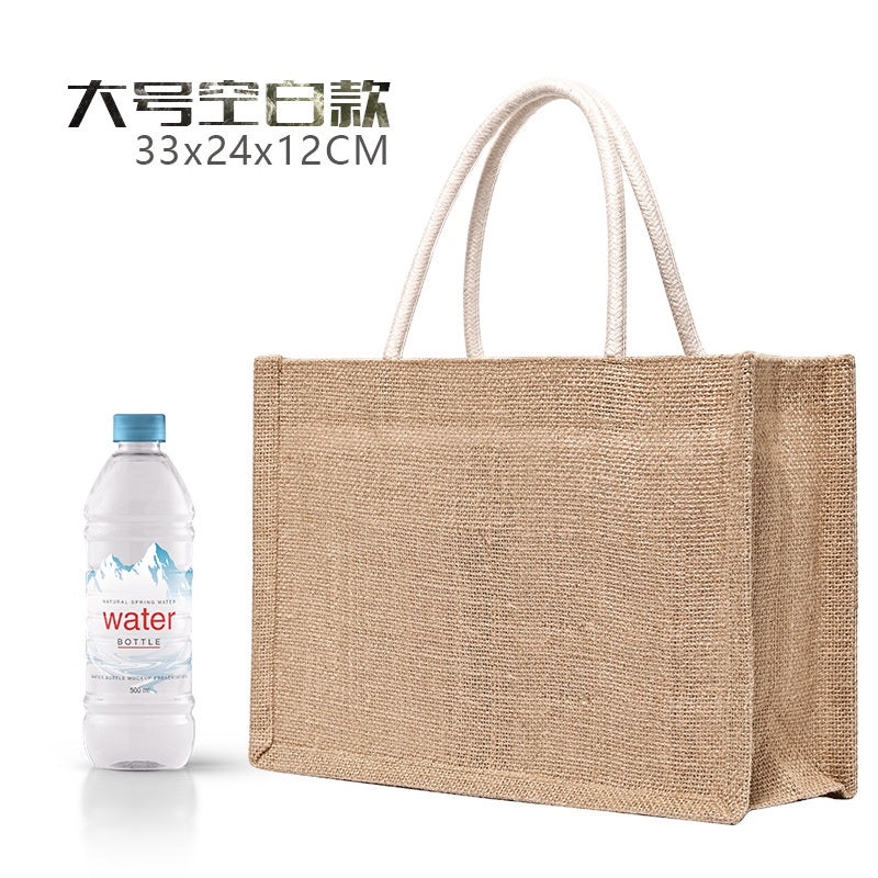 【Professional Customization】Spot Muji with Linen Bag Literary Good Product Jute Hand-held Shopping Bag Custom Cross-border Foreign TradePrintable Logo Manufacturers Customized Various Sizes and Styles(minimum 50pcs)