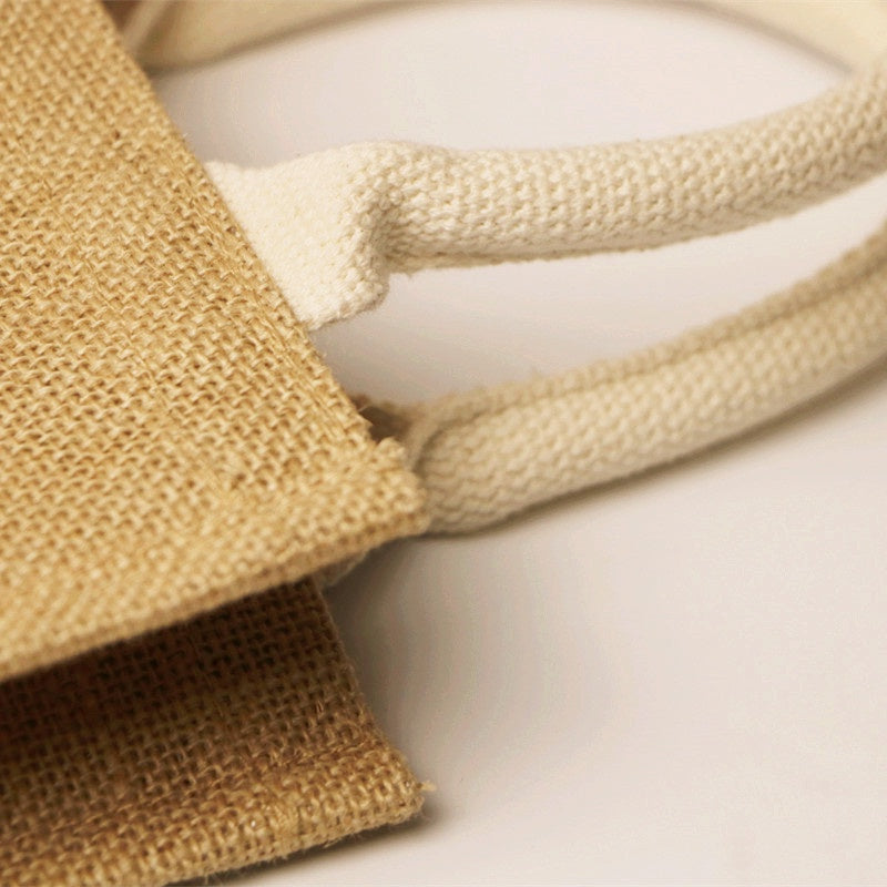 【Professional Customization】Jute Folding Shopping Bag A4 The Same Mujidiy Environmental Protection Linen Bag Ins Custom Logo Linen BagPrintable Logo Manufacturers Customized Various Sizes and Styles(minimum 50pcs)