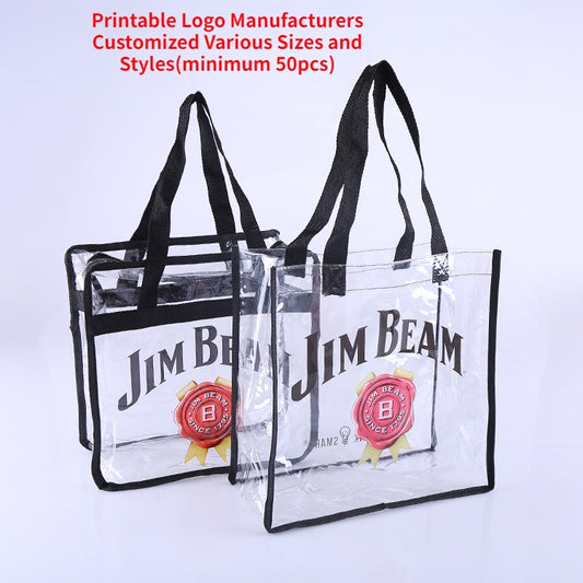 【Professional Customization】Production of Custom Pvc Handbags Transparent Printing Hand Shopping Bags PVC Cosmetics HandbagsPrintable Logo Manufacturers Customized Various Sizes and Styles(minimum 50pcs)