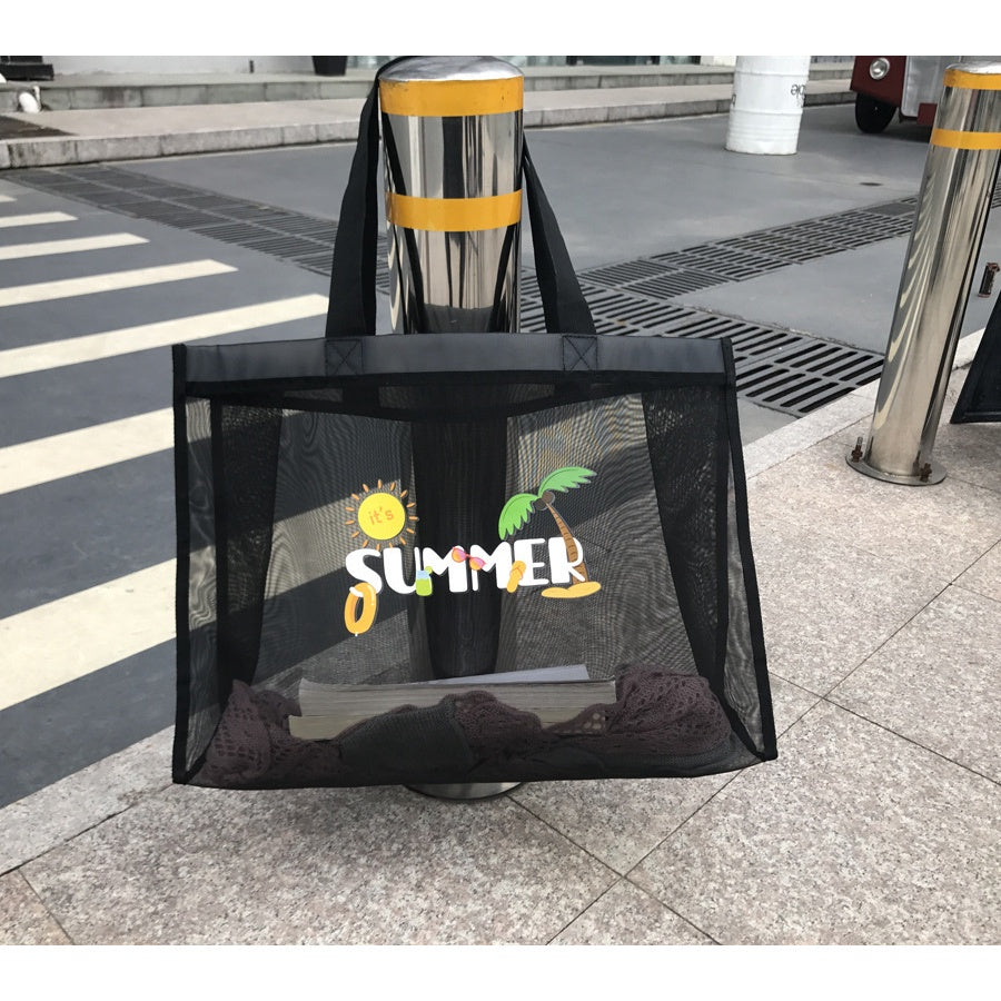 【Professional Customization】Transparent Beach Mesh Bag Shopping Mall Nylon Mesh Tote Shopping Bag Beach Travel Collection Hand-held SpotPrintable Logo Manufacturers Customized Various Sizes and Styles(minimum 50pcs)