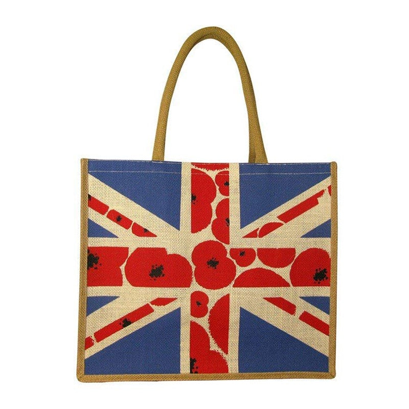 【Professional Customization】New Environmental Protection Linen Bag Rice Flag Printing Jute Sail Bag British Fashion Shopping Bag CustomizationPrintable Logo Manufacturers Customized Various Sizes and Styles(minimum 50pcs)