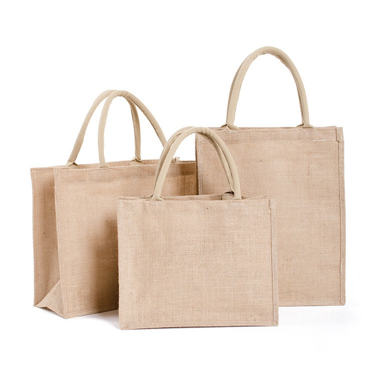 【Professional Customization】Jute Bag Linen Gift Bag Custom Coated Waterproof Portable Linen Bag Shopping Bag Simple Rice Bag Printable Logo Manufacturers Customized Various Sizes and Styles(minimum 50pcs)