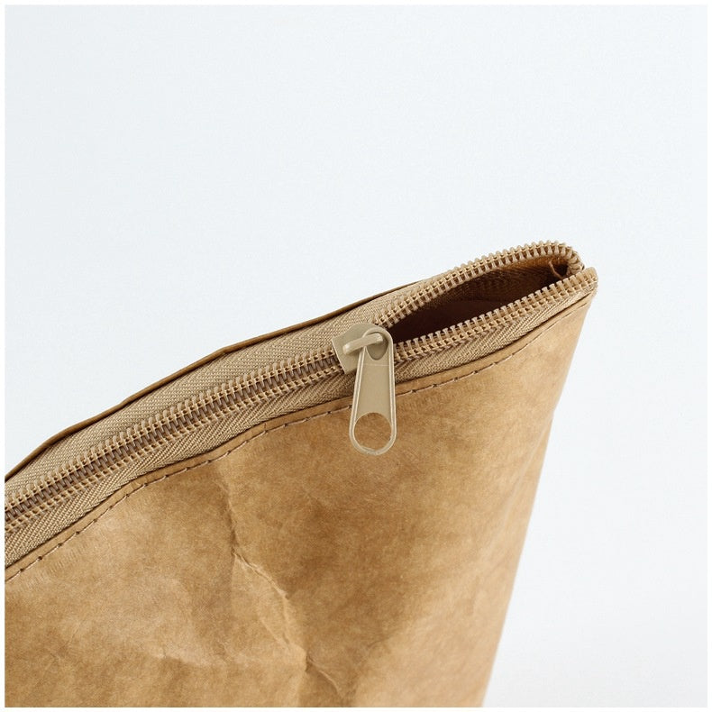 【Professional Customization】Pencil Case Zipper Custom-made Logo Kraft Paper Shell Bag Storage Environmental WashablePrintable Logo Manufacturers Customized Various Sizes and Styles(minimum 50pcs)