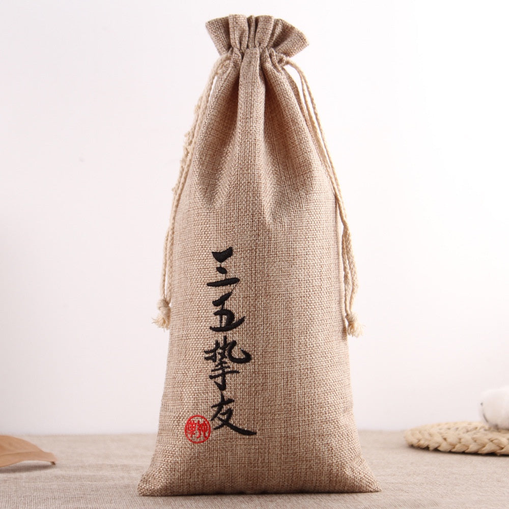 【Professional Customization】Spot  Green Rope Bundle Mouth Sack Wine Bag Tea Bag Cosmetics Jewelry Packaging BagPrintable Logo Manufacturers Customized Various Sizes and Styles(minimum 50pcs)