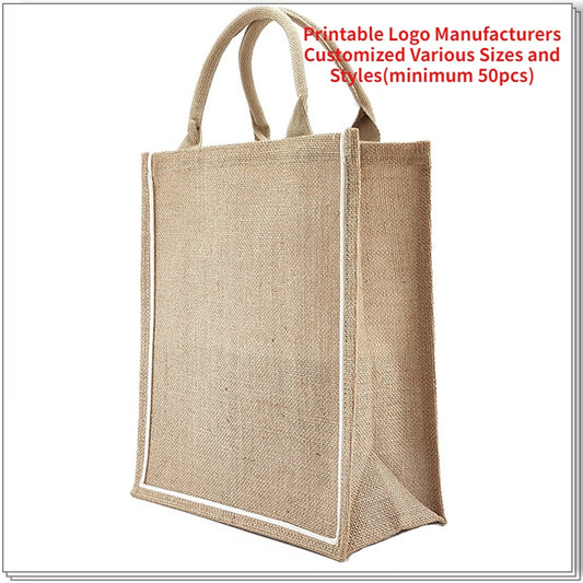 【Professional Customization】Cotton and Linen Shopping Bags Custom Logo Gift Bags Coated Jute Bags Custom Red Wine Bags Vintage Hand-held SacksPrintable Logo Manufacturers Customized Various Sizes and Styles(minimum 50pcs)