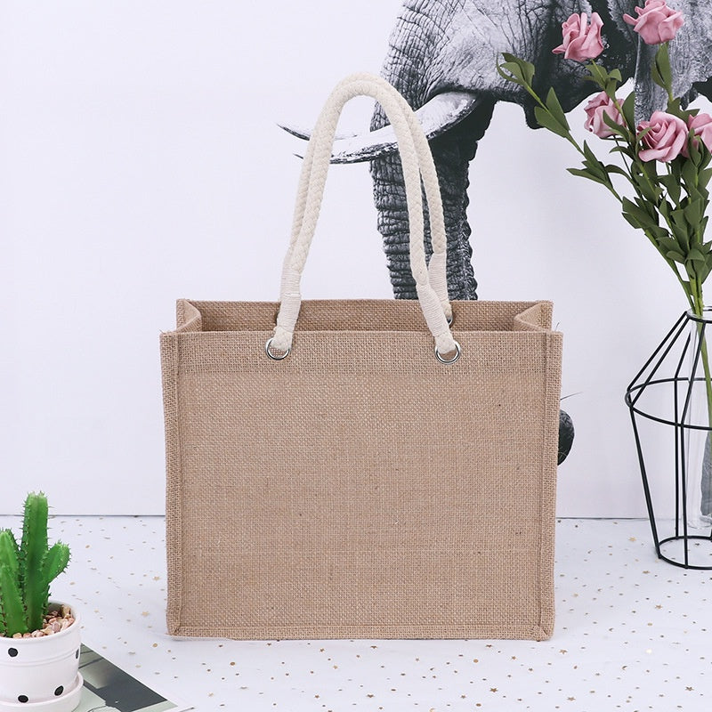 【Professional Customization】Jute Bags Practical Jute Handbags Linen Cotton Linen Shopping Bags Printable Logo Manufacturers Customized Various Sizes and Styles(minimum 50pcs)