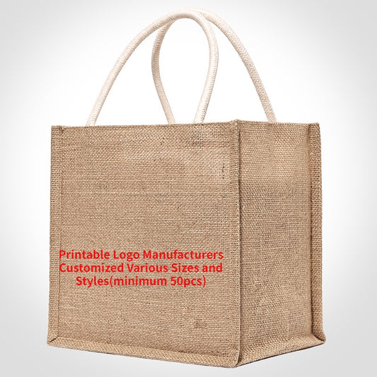 【Professional Customization】Spot Muji with Linen Bag Literary Good Product Jute Hand-held Shopping Bag Custom Cross-border Foreign TradePrintable Logo Manufacturers Customized Various Sizes and Styles(minimum 50pcs)