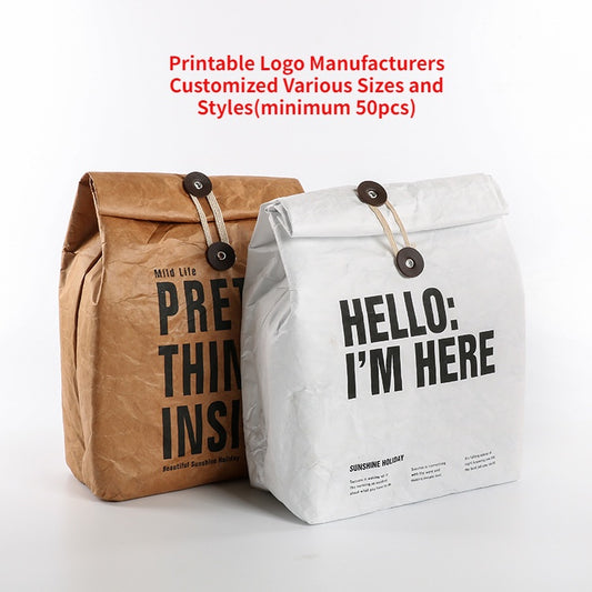 【Professional Customization】Creative Nordic Wind DuPont Paper Bag Ice Pack Custom LOGO Retail Tweed Strong Insulation Pack Custom-madePrintable Logo Manufacturers Customized Various Sizes and Styles(minimum 50pcs)