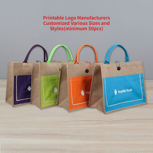 【Professional Customization】Hemp Gift Bags Custom Retro Advertising Mobile Shopping Bags Wholesale Printable Logo Manufacturers Customized Various Sizes and Styles(minimum 50pcs)